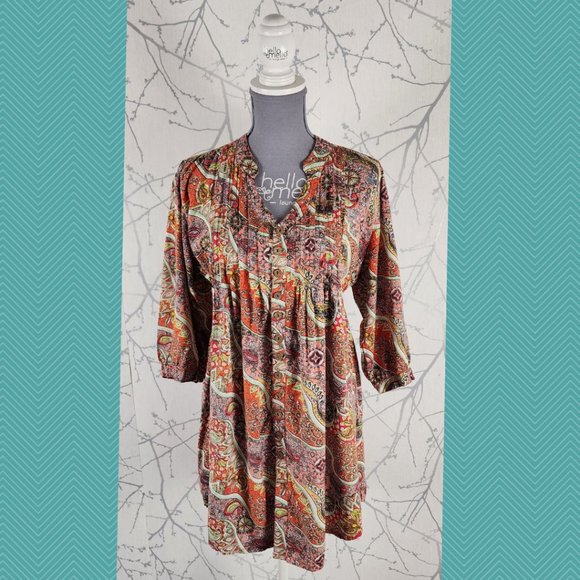 Ananda Bay Colorful Paisley Printed Button Front Shirt Dress - Picture 1 of 5
